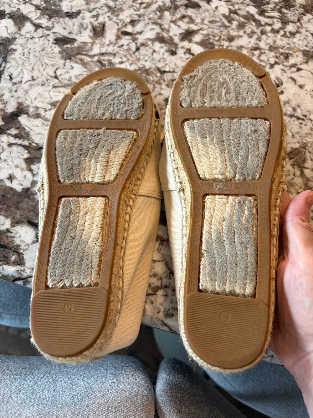 Tory Burch Cream Canvas Espadrilles with Black Toe Caps